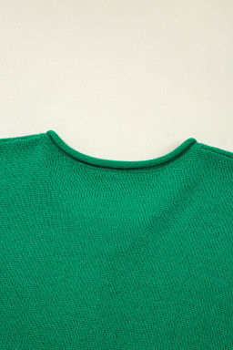 Bright Green Solid Color Button Drop Shoulder Knit Cardigan