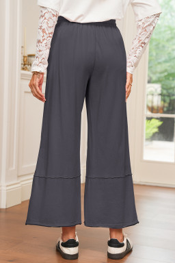 Light Grey Flower Patch Mineral Washed Cropped Wide Leg Pants