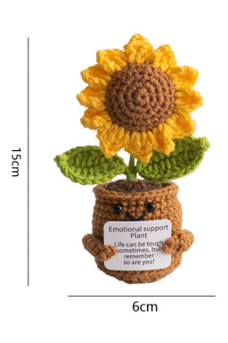 Ginger Positive Cute Crochet Sunflower Pot