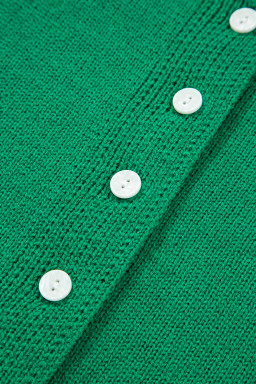 Bright Green Solid Color Button Drop Shoulder Knit Cardigan