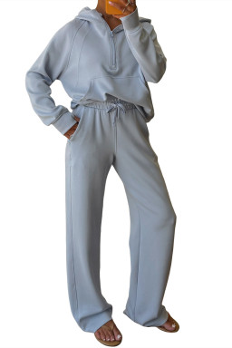 Beau Blue Half Zip Thumbhole Sleeve Hoodie Active Pants 2pcs Outfit