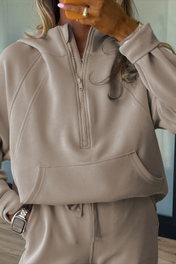 Jet Stream Half Zip Thumbhole Sleeve Hoodie Active Pants 2pcs Outfit