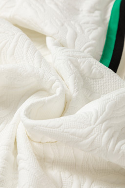 White Pop of Color Neckline Textured Mini Dress