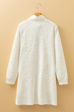 White Pop of Color Neckline Textured Mini Dress