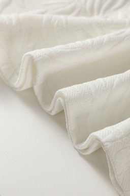 White Pop of Color Neckline Textured Mini Dress