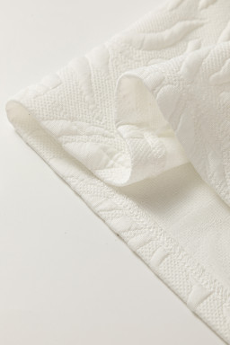 White Pop of Color Neckline Textured Mini Dress