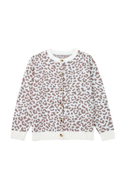 Khaki Leopard Drop Shoulder Knitted Cardigan