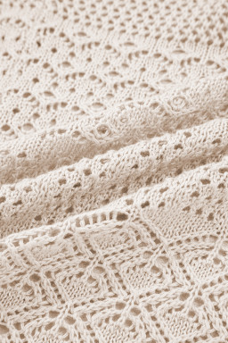 Jet Stream Mix Pattern Hollow Knit Open Front Cardigan