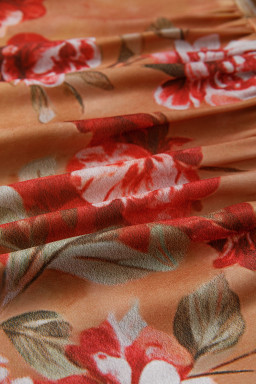 Brown Floral Print Shirt Style Long Sleeve Ruffle Mini Dress