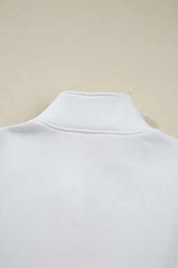 Pink Colorblock Patchwork Half Button Baggy Sweatshirt