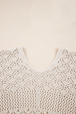 Jet Stream Mix Pattern Hollow Knit Open Front Cardigan