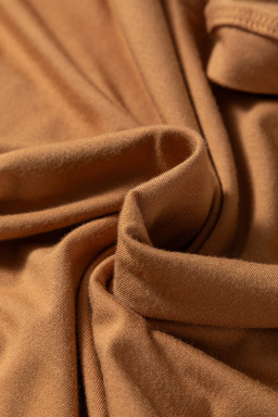 Chestnut Solid Color Long Sleeve Slim Fit Top