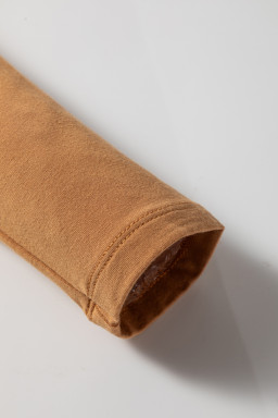 Chestnut Solid Color Long Sleeve Slim Fit Top