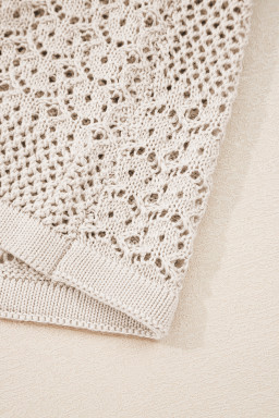 Jet Stream Mix Pattern Hollow Knit Open Front Cardigan