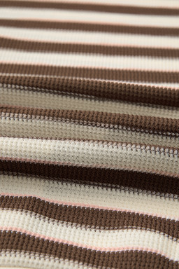 Khaki Striped Patchwork Oversized Pullover Top