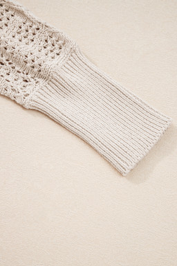 Jet Stream Mix Pattern Hollow Knit Open Front Cardigan