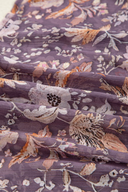 Blue Boho Floral Print 3/4 Sleeve Babydoll Blouse