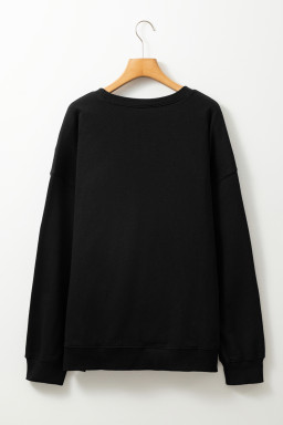 Black Jack-o-lantern Checkered Rhinestone Transfer Graphic Halloween Sweatshirt