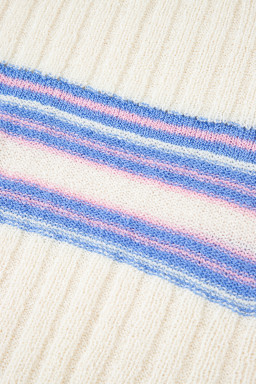 White Striped V Neck Dolman Sleeve Knit Sweater