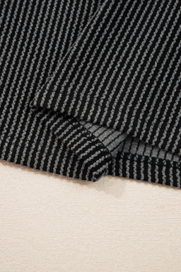 Carbon Grey Twisted Rib Leopard Patchwork Detail 2pcs Pants Set