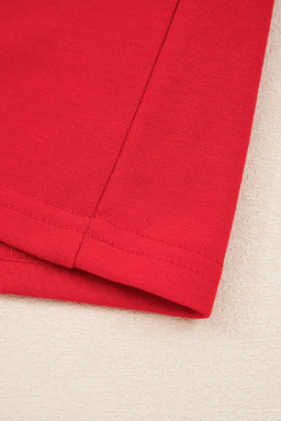 Fiery Red Varsity Stripe Detail Drop Shoulder Pullover Mini Skort Set