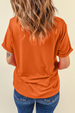 Orange game day Football Heat Transfer Printing Womens T Shirt