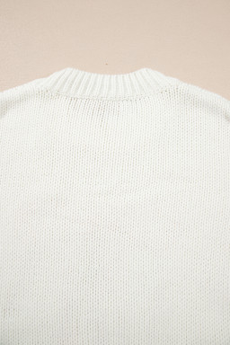 White Embroidered Bow Boots Graphic Drop Shoulder Sweater