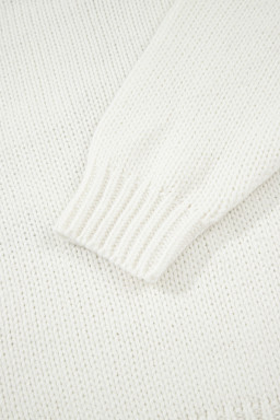 White Embroidered Bow Boots Graphic Drop Shoulder Sweater