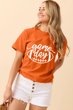 Orange game day Football Heat Transfer Printing Womens T Shirt