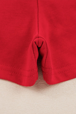 Fiery Red Varsity Stripe Detail Drop Shoulder Pullover Mini Skort Set