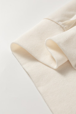 Beige Plaid Patchwork Long Sleeve Exposed Seam Loose Top