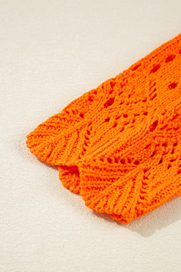 Carrot Solid Color Crochet Scallop Edge Sweater