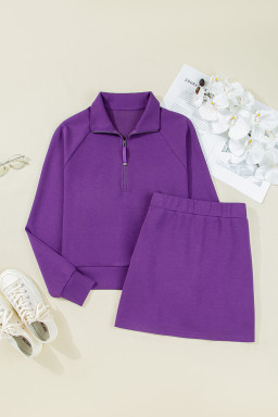 Wisteria Half Zip Sporty Pullover Mini Skort 2pcs Outfit