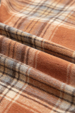 Brown Plaid Print Flap Pocket Button Plus Size Shirt