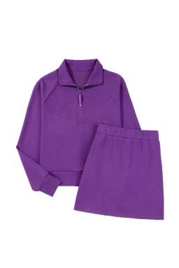 Wisteria Half Zip Sporty Pullover Mini Skort 2pcs Outfit