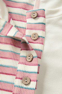 Pink Striped Patchwork Oversized Pullover Top