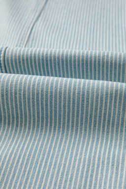 Sky Blue Striped Mid Rise Drawstring Waist Jeans