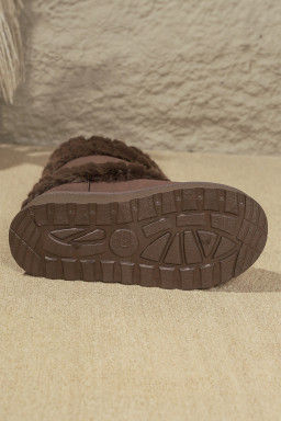 Dark Brown Faux Fur Plush Winter Snow Boots