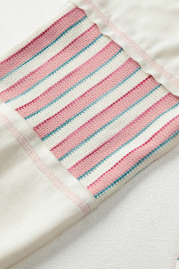 Pink Striped Patchwork Oversized Pullover Top