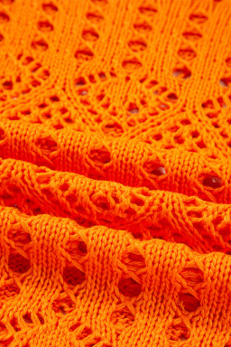 Carrot Solid Color Crochet Scallop Edge Sweater