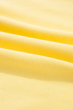 Yellow Colorblock Patchwork Half Button Pullover and Shorts Outfit