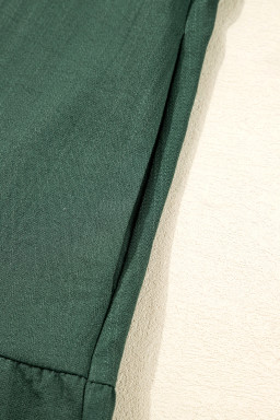 Canton Contrast Ricrac Trim Button V Neck Knotted Bracelet Sleeve Dress