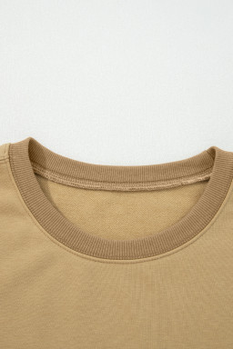 Sage Green Star Patchwork Exposed Seam Uneven Hem Sweatshirt