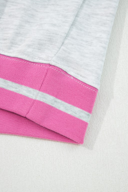 Gray Flower Patch Contrast Trim Crew Neck Sweatshirt