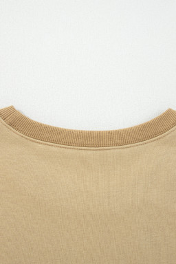 Sage Green Star Patchwork Exposed Seam Uneven Hem Sweatshirt