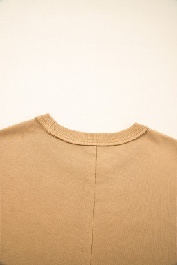 Straw Yellow Plaid Floral Heart Stitched Exposed Seam Mineral Wash Sweatshirt