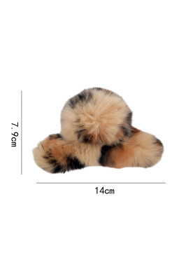 Thai Curry Leopard Fluffy Plush Hair Claw Clip