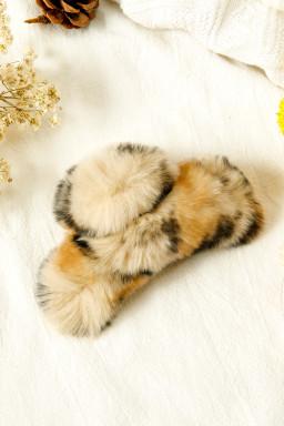 Thai Curry Leopard Fluffy Plush Hair Claw Clip