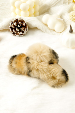 Thai Curry Leopard Fluffy Plush Hair Claw Clip