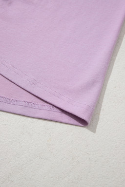 Phalaenopsis Flower Patched Colorblock Plus Size Pullover Top